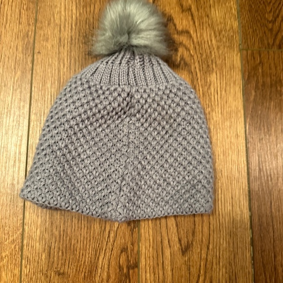 COCO+CARMEN/NWOT/warm and comfy grey hat with pompom rhinestones on front half - Picture 2 of 10